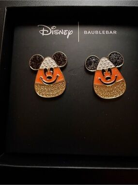 New Baublebar Disney Mickey Mouse Ears Candy Corn Crystal Halloween Earrings